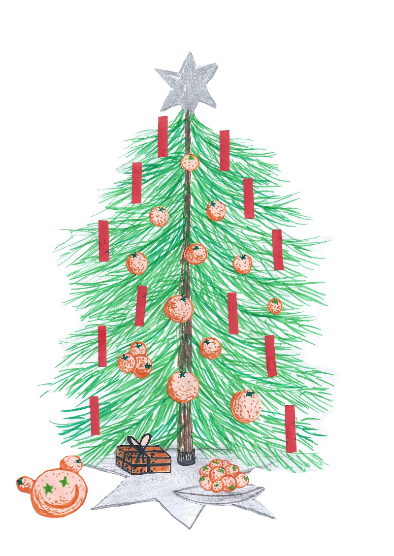 ein Weihnachtsbaum mit Orangen - Weihnachtsgeschichte 13